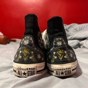 Blue floral embroidered converse